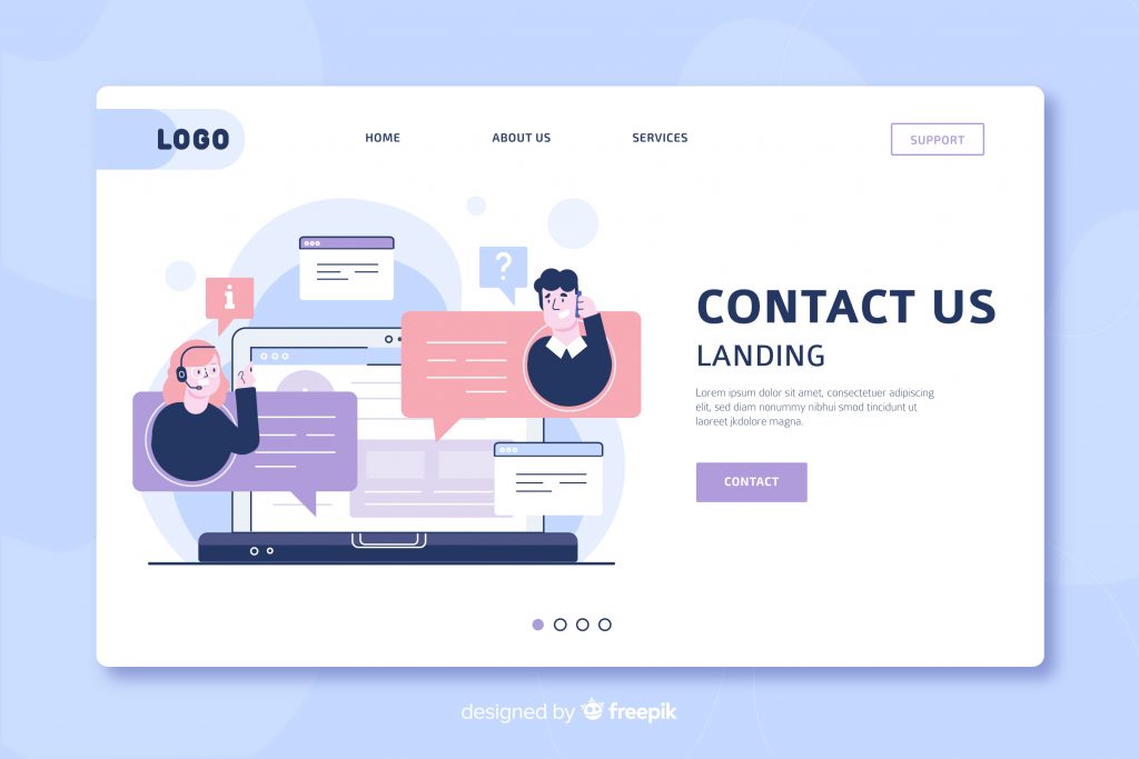 landing page contact us words